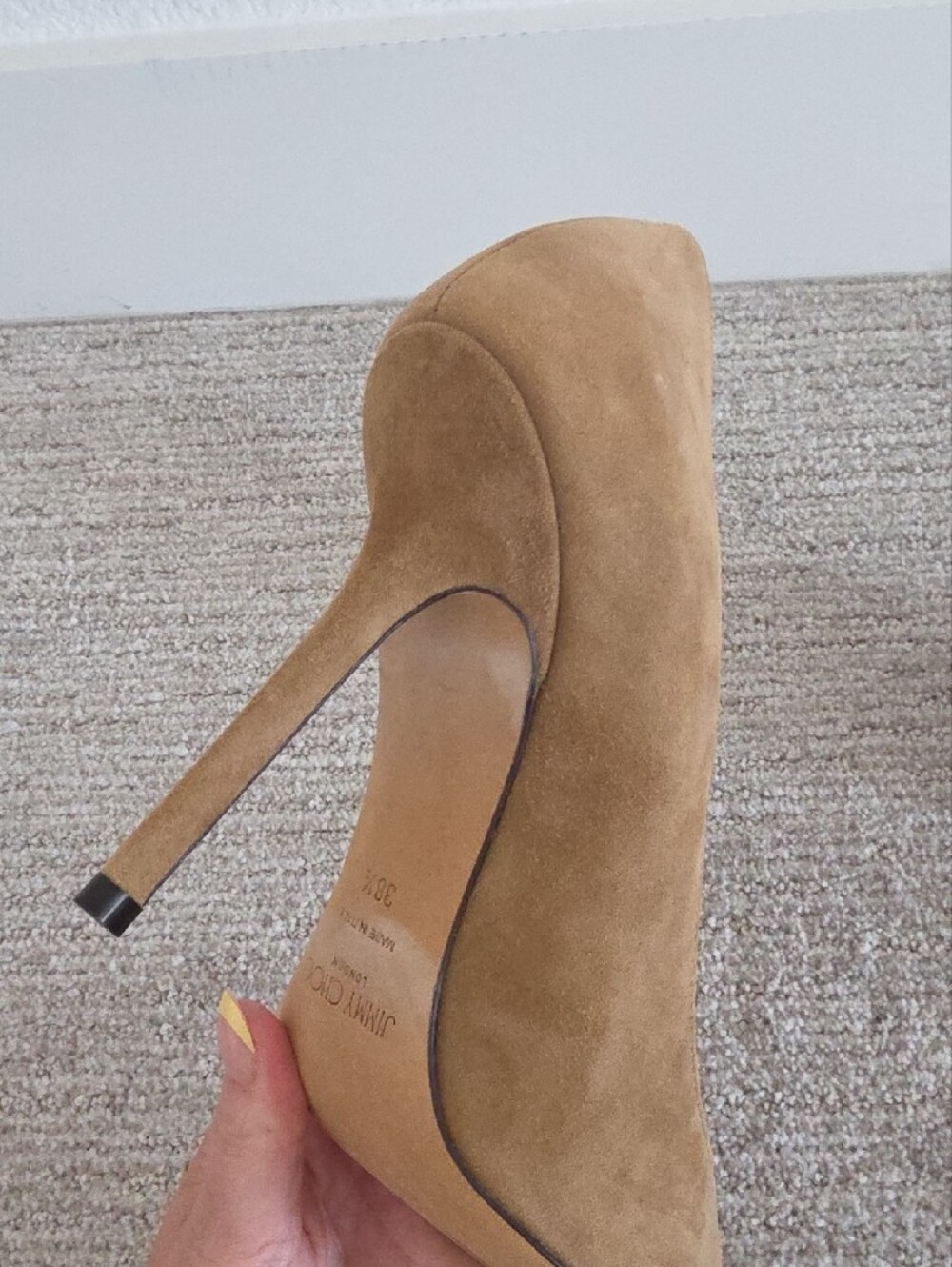Jimmy Choo Tan Suede Pointed Pumps with Crystal Stud Detailing - Picture 7 of 8